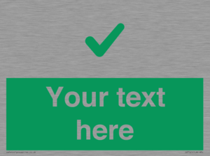 Custom green background, green tick sign